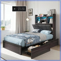 Twin Farmhouse Bed Frame with Bookcase Headboard,