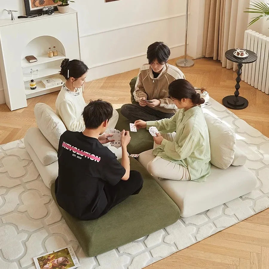 Fabric single sofa, sofa bed, tofu block lazy sofa