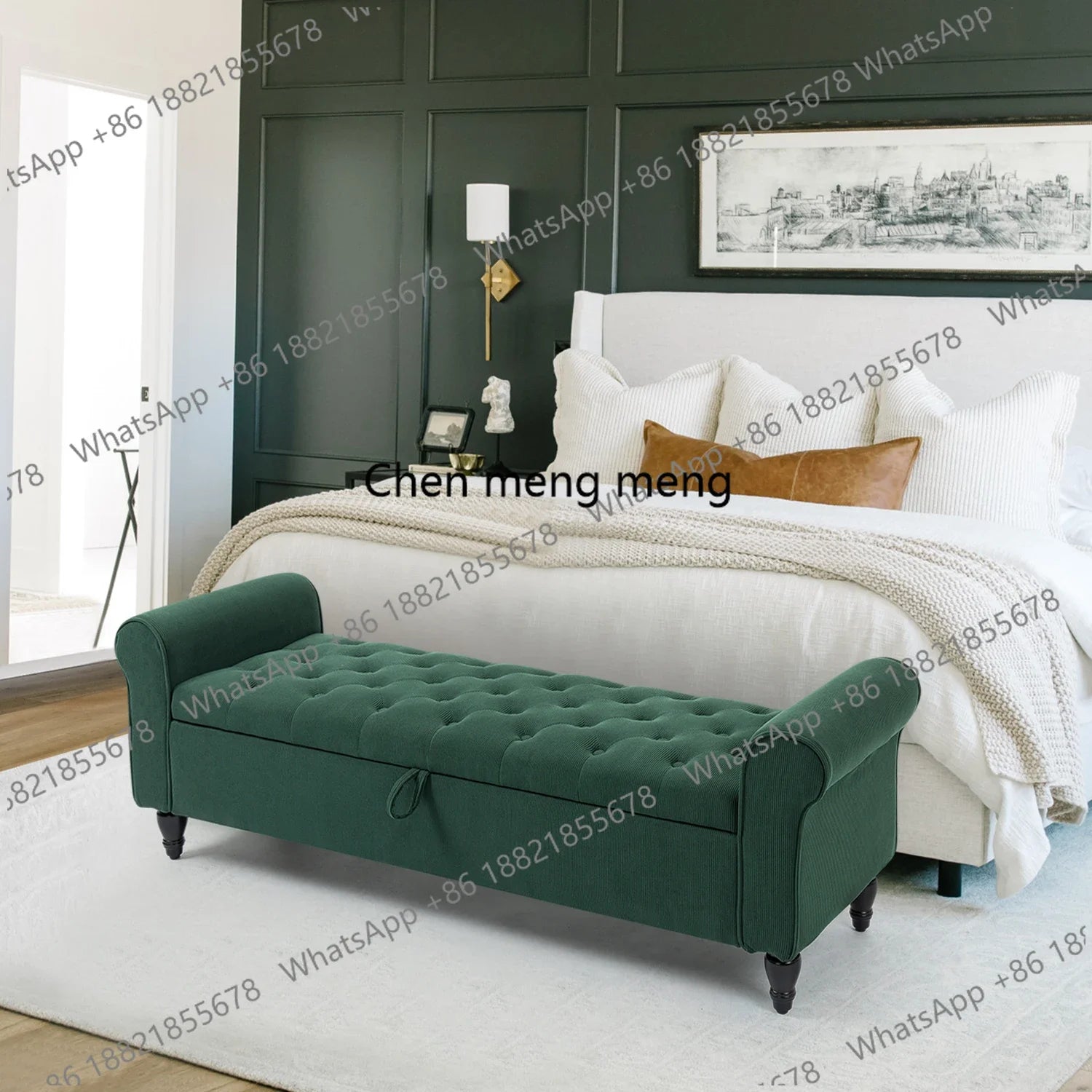 63’’ Storage Ottoman, Upholstered Tufted End of Bed Storage Bench, Ottoman