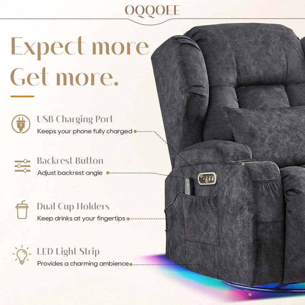 Power Swivel Rocker Recliner Chair with Massage & Heat