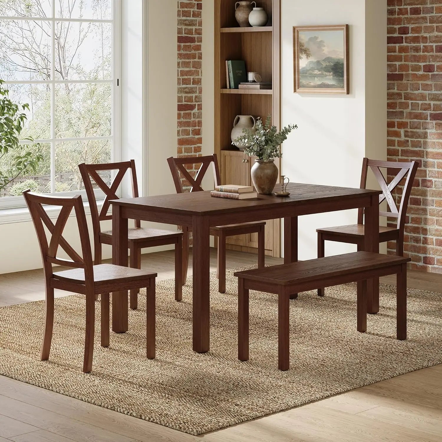 6-Piece Farmhouse Dining Table Set