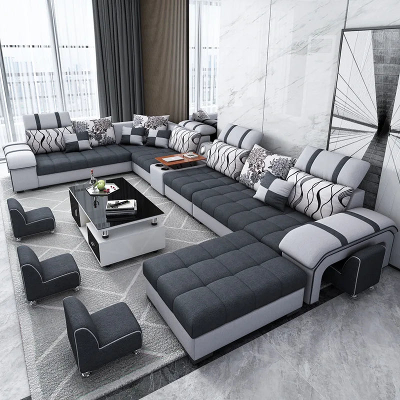Modern Smart Fabric Corner Couch U Shape
