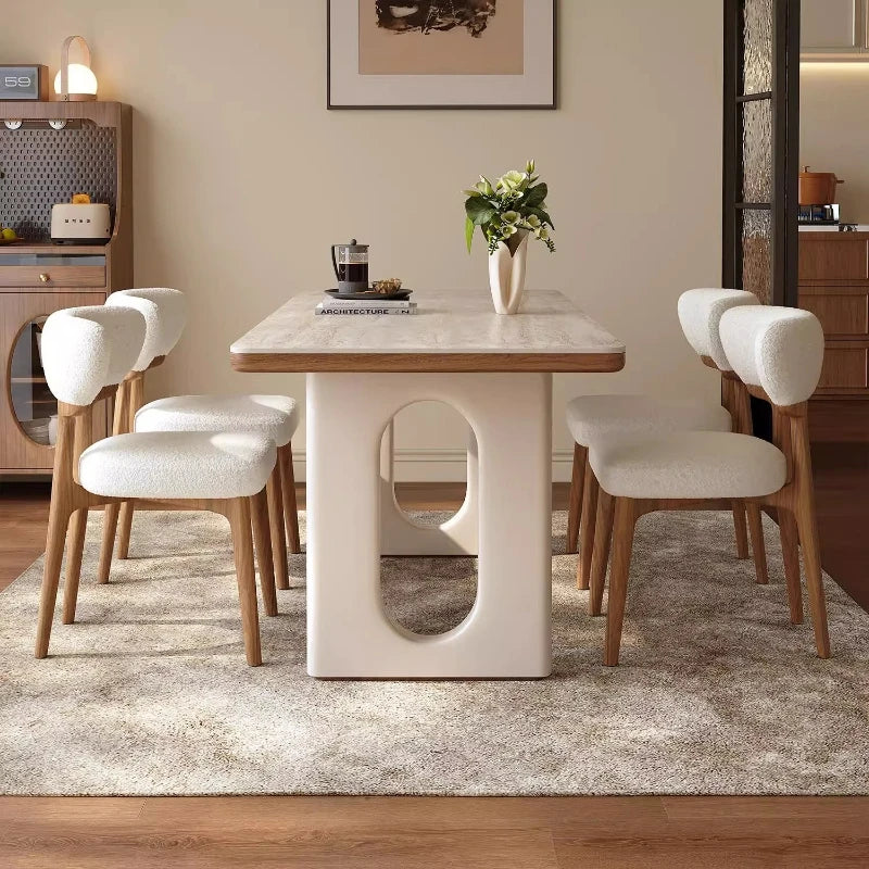 6 Person White Dining Table Luxury Design Modern Nordic
