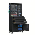 Metal Garage Storage Cabinet With Wheels,3Drawer Rolling Tool Cabinet With 2 Door And Adjustable Shelves, 71 Steel Tool Cabinet