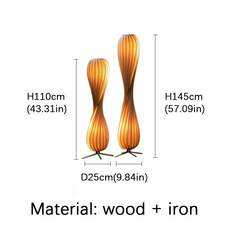 Light Luxury Wooden Curved Shade Floor Lamp