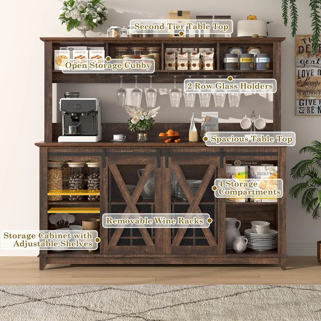 Coffee Wine Buffet Cabinet with LED