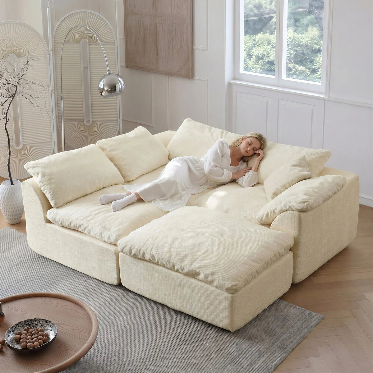 Modern Modular Sectional Sofa Oversized Deep Seat with Removable Cushions