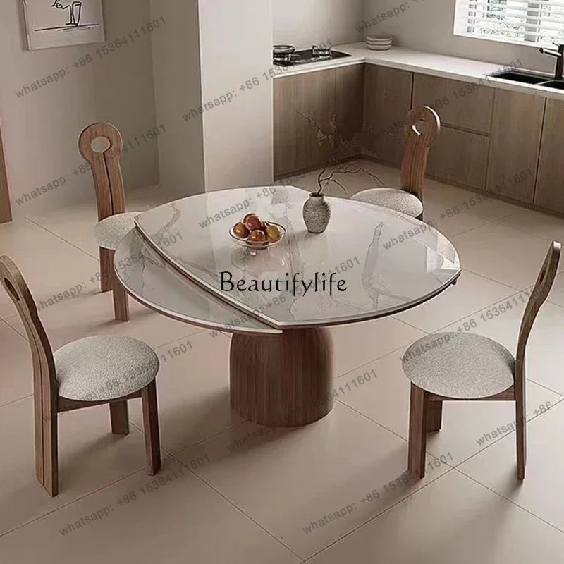 Retro style solid wood rock slab round table