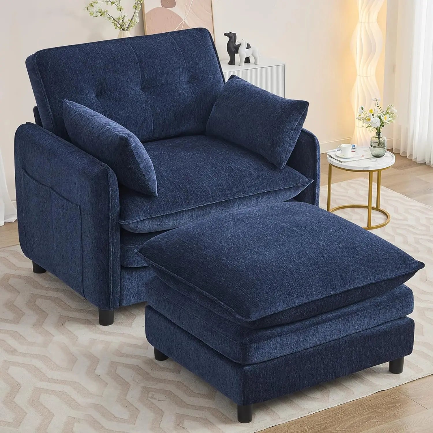 Oversized Accent Chair with Ottoman,