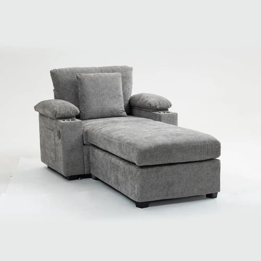 Oversized Indoor Chaise Lounge Chair with Ottoman,