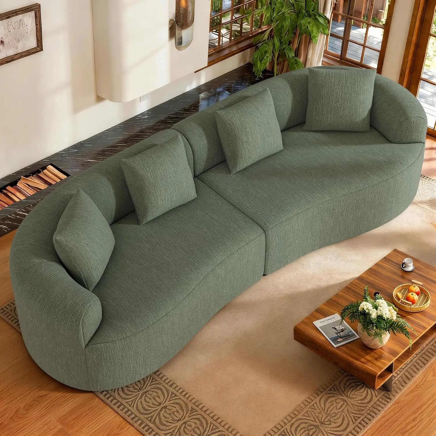 110” Modern Curved Sofa, Oversized, Couch