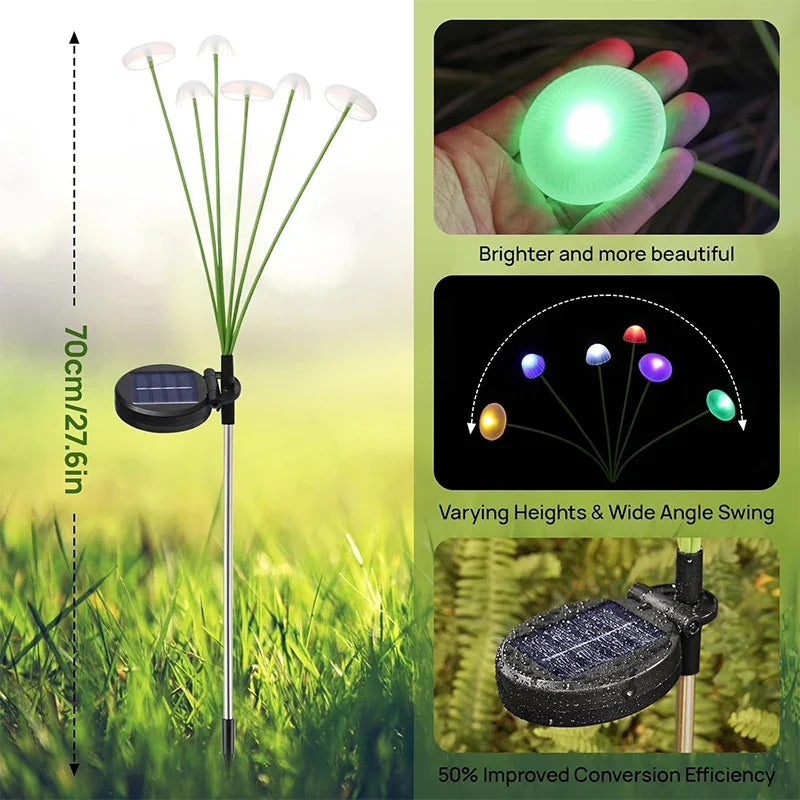 Solar LED Jellyfish Sway Lights Garden Decor Waterproof Solar Pathway Light For Patio