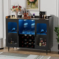 Illuminated Wine and Liquor Cabinet with Power Outlet