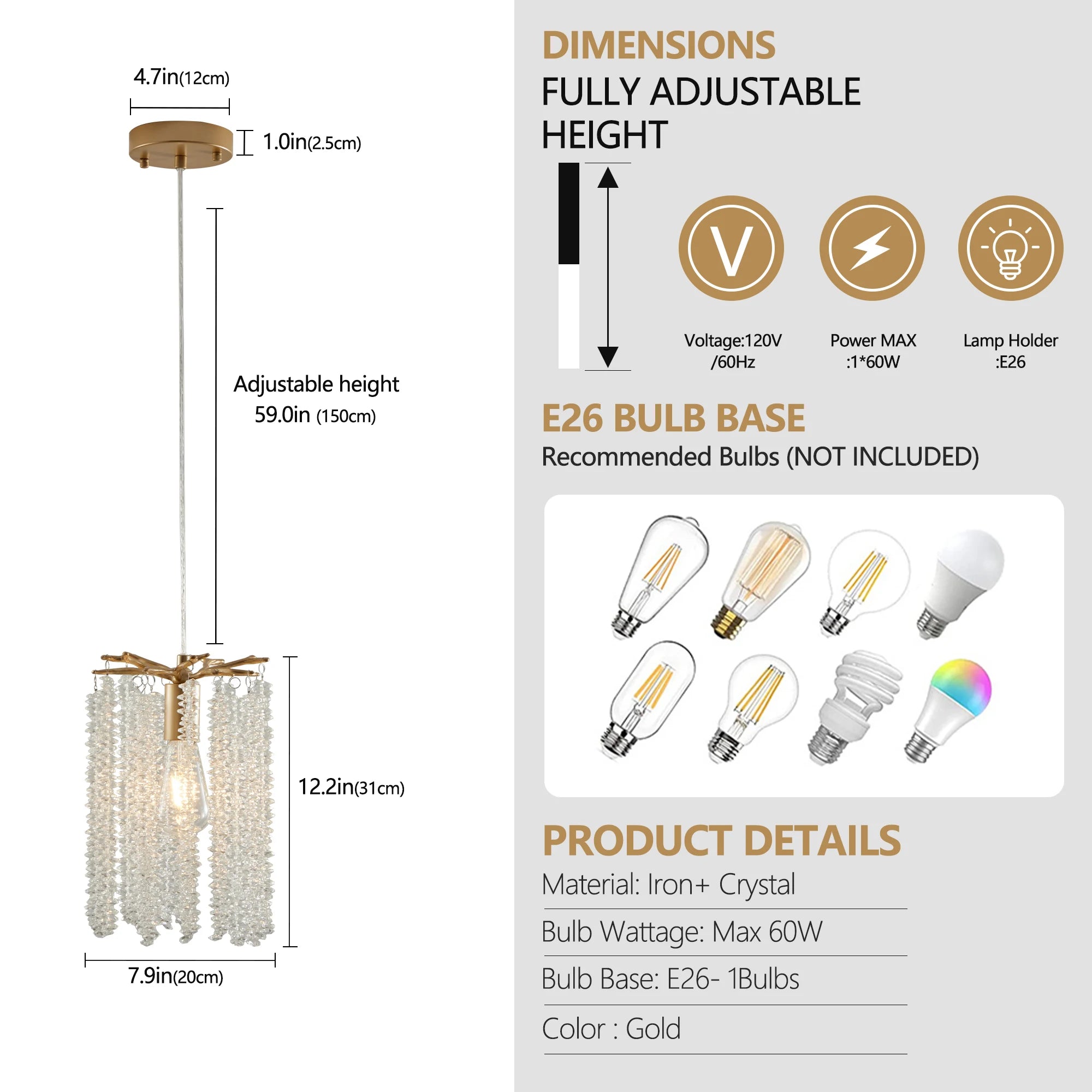 Luxury 3-Pack Crystal Pendant Lights