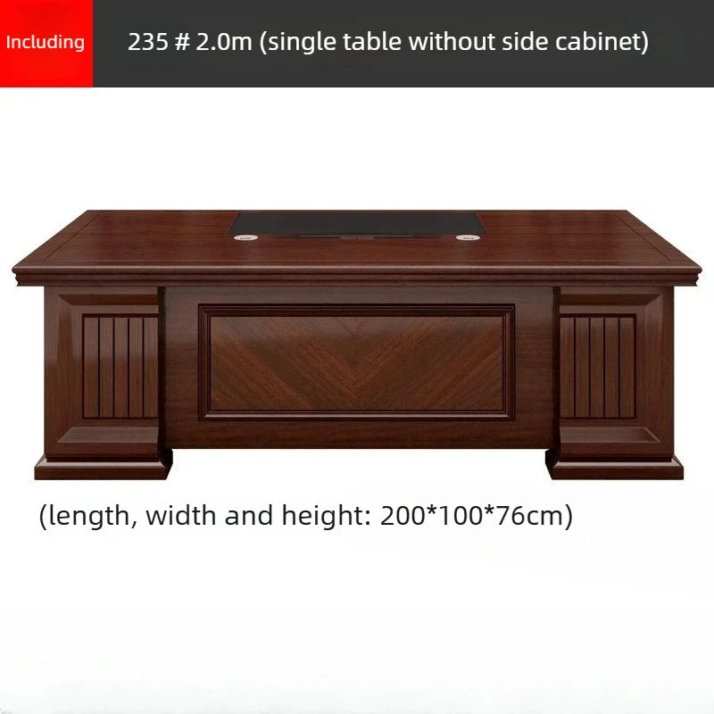 Executive Office Desk Solid Wood Manager Desk with Side Cabinet