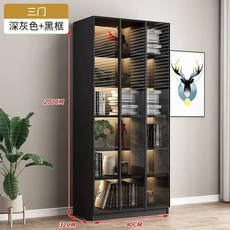 Modern Living Room Cabinet Bookcase with Glass Door Display