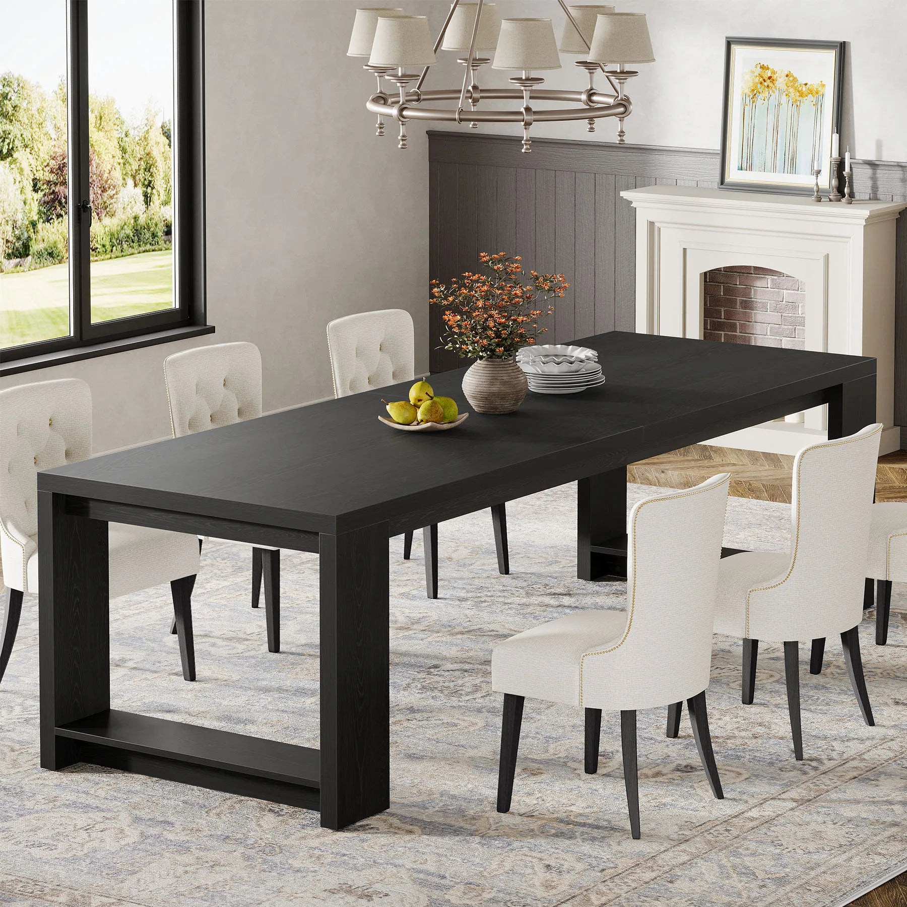 86.61-Inch Modern Narrow Long Dining Table for 6-8 People