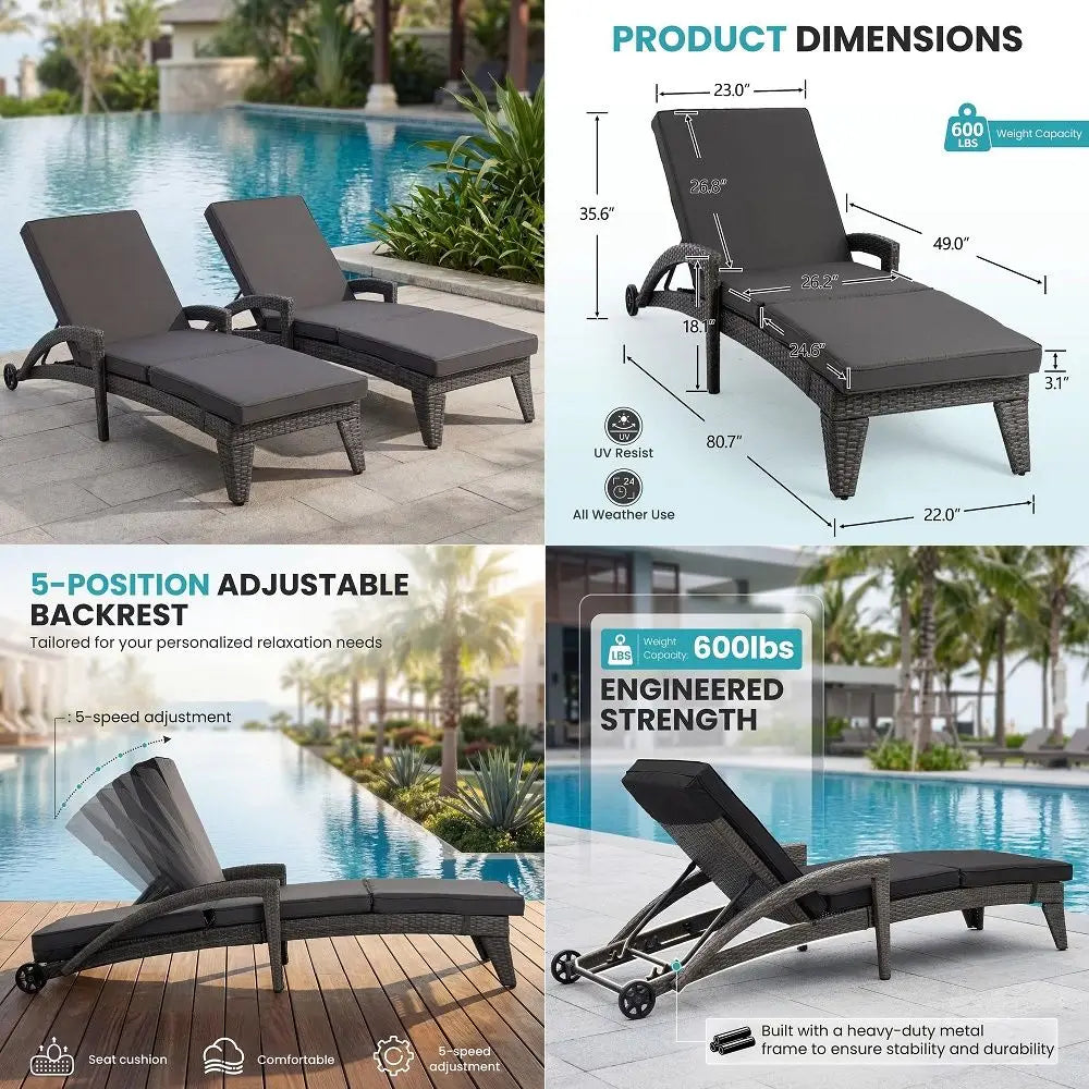 Foldable Patio Lounge Chair Sets with Side Table