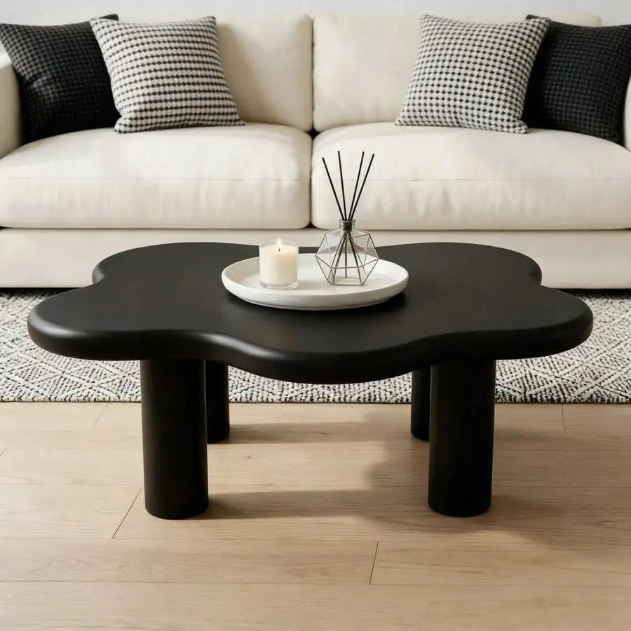 Cloud-Shaped Coffee Table With 4 Round Table Legs,