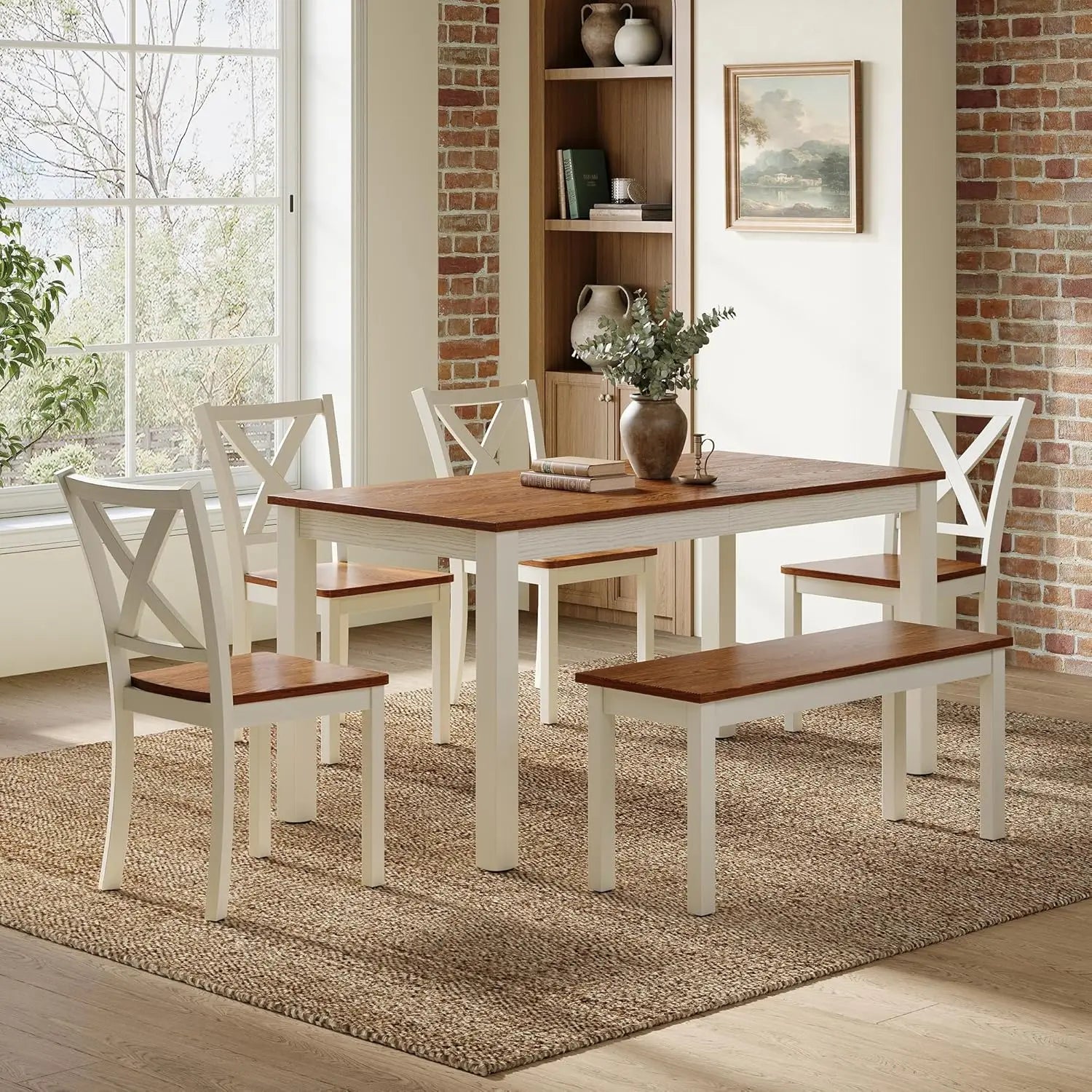 6-Piece Farmhouse Dining Table Set