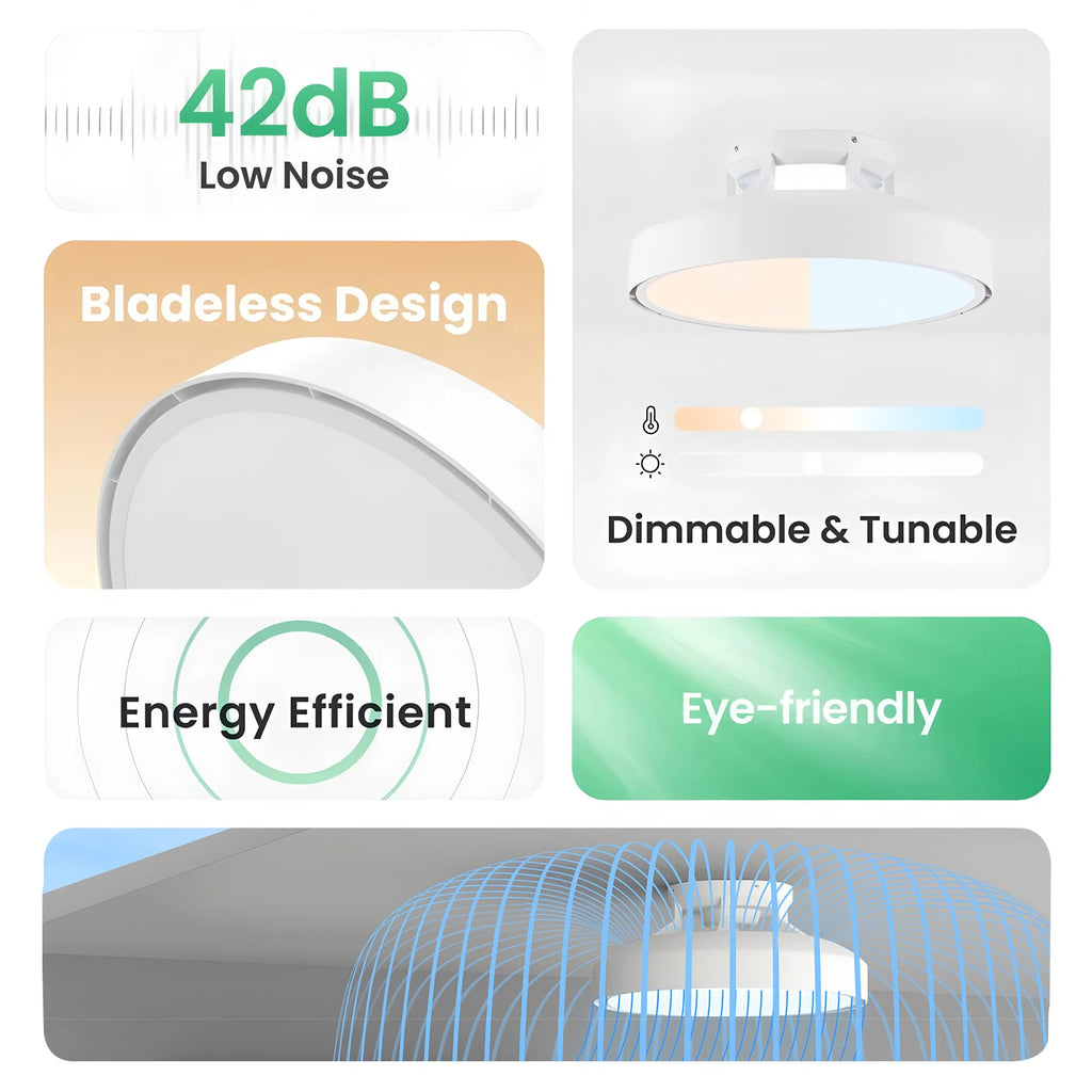 Bladeless Ceiling Lamp Remote Control Dimmable LED