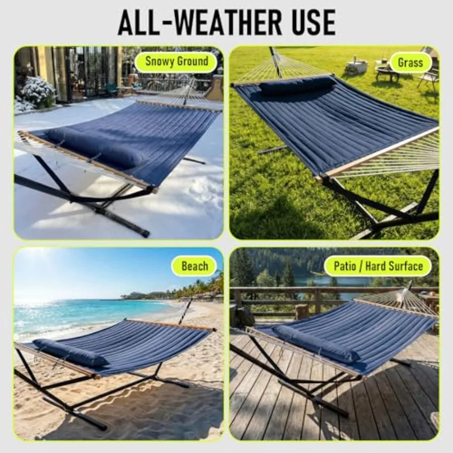 Double Hammock with Stand for Outdoor