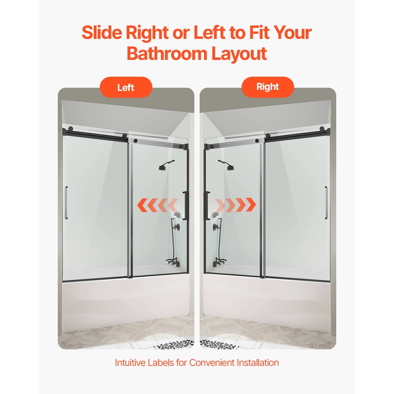 SucceBuy Frameless Sliding Bathtub Door 56-60 in. W x 60in.H Frameless Shower Glass Door Double Sliding Tub Door w/ 5/16in Glass
