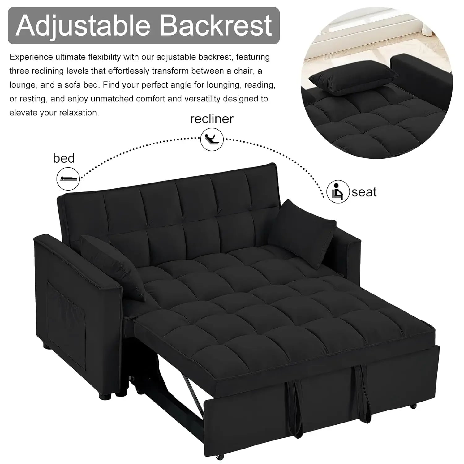 3 in 1 Convertible Sleeper Sofa Bed