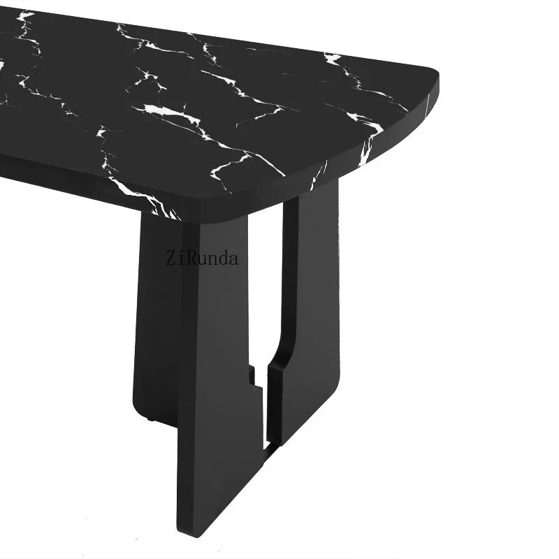 6 Piece Modern Dining Table Set, 63" Faux Marble Dining Table