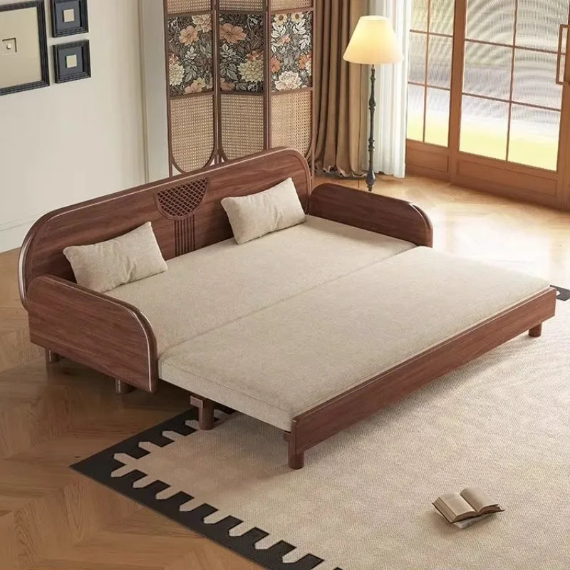 Chinese-style solid wood new sofa bed