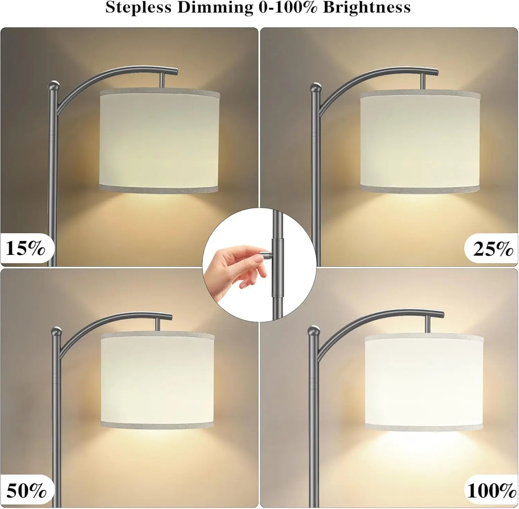 Dimmable Arc Floor Lamp with Linen Shade