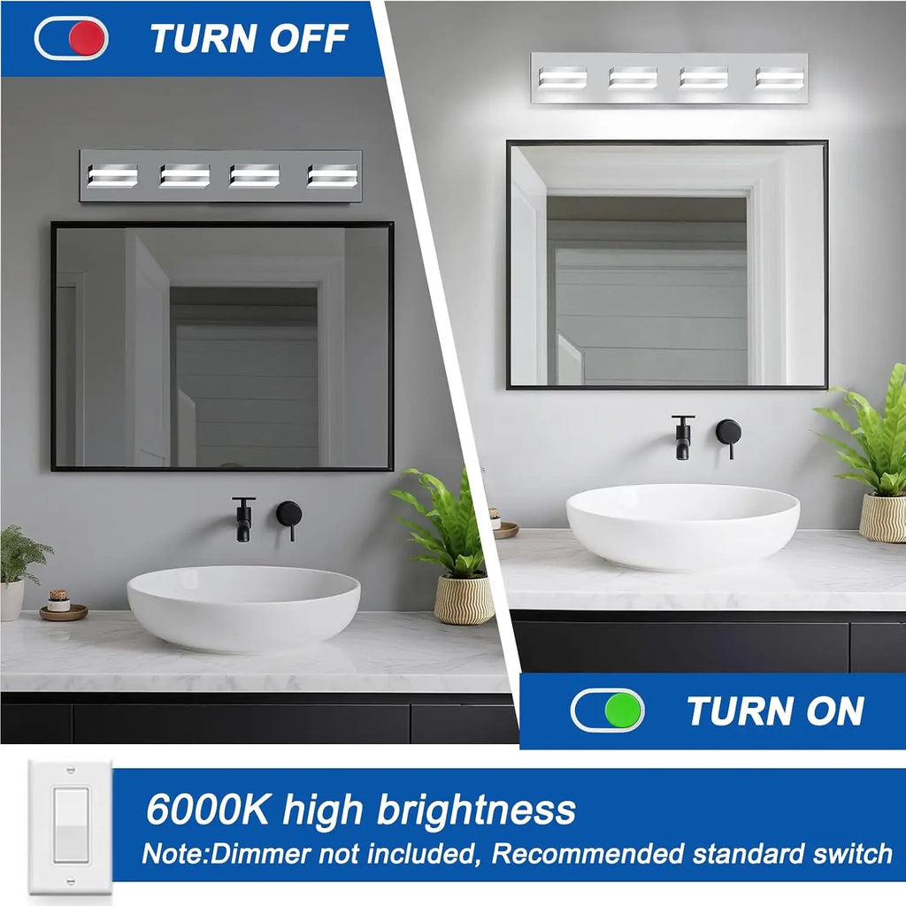 4-Light Dimmable LED Bathroom Vanity Light