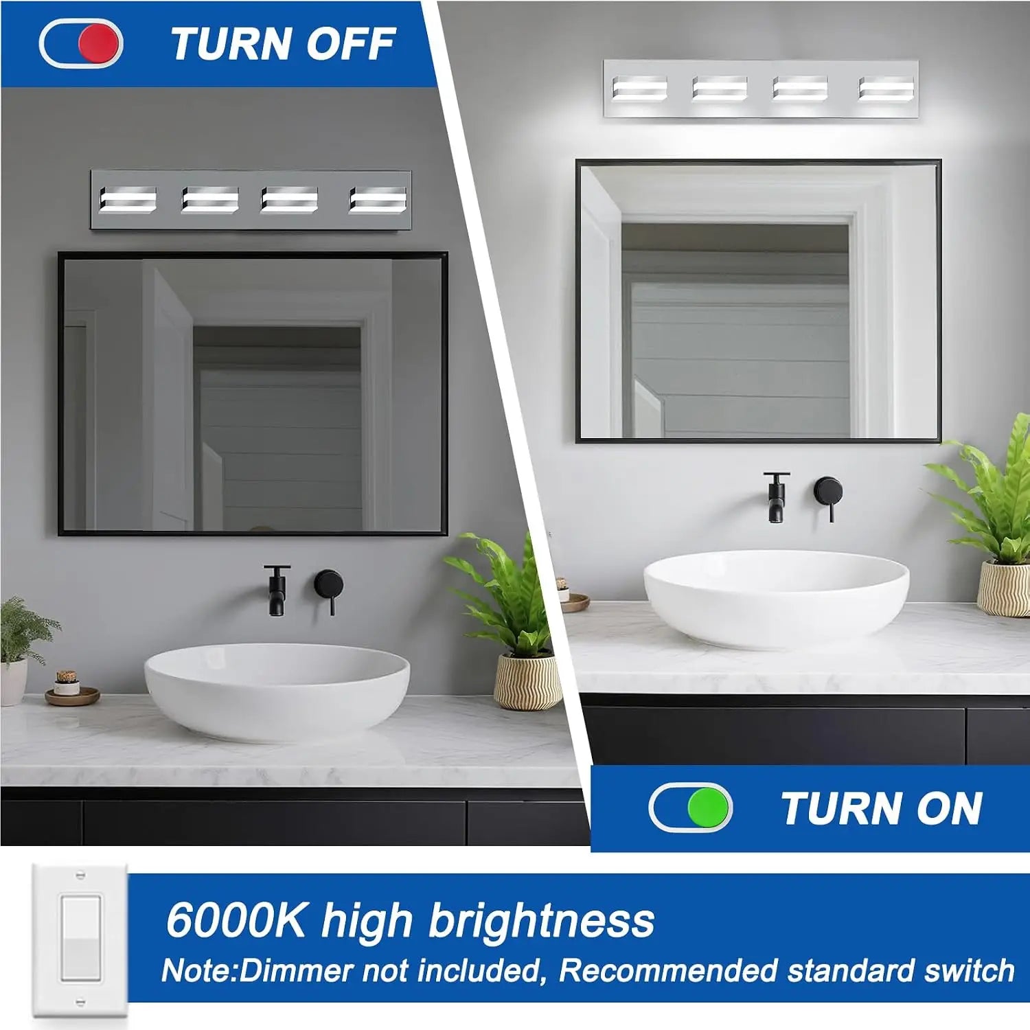 4-Light Dimmable LED Bathroom Vanity Light