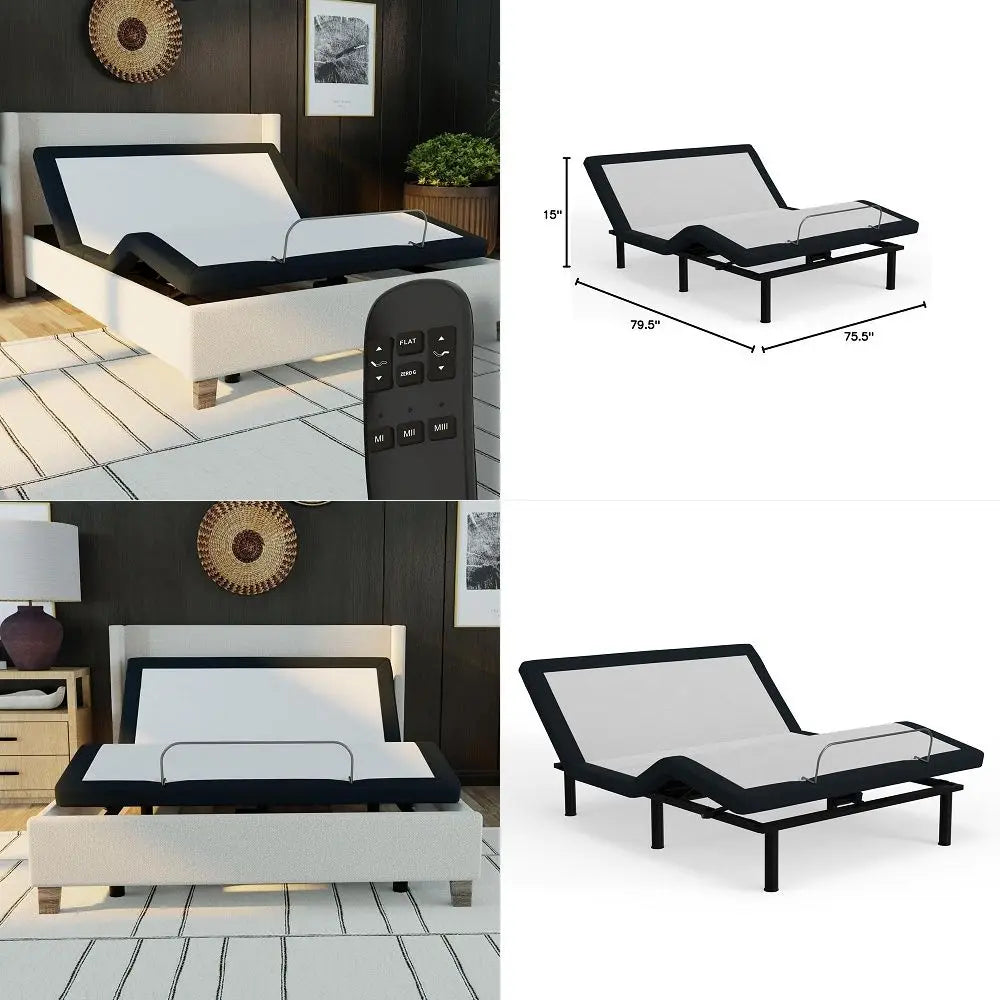 Adjustable Bed Base Frame with Head and Foot Incline, Wireless Remote Control