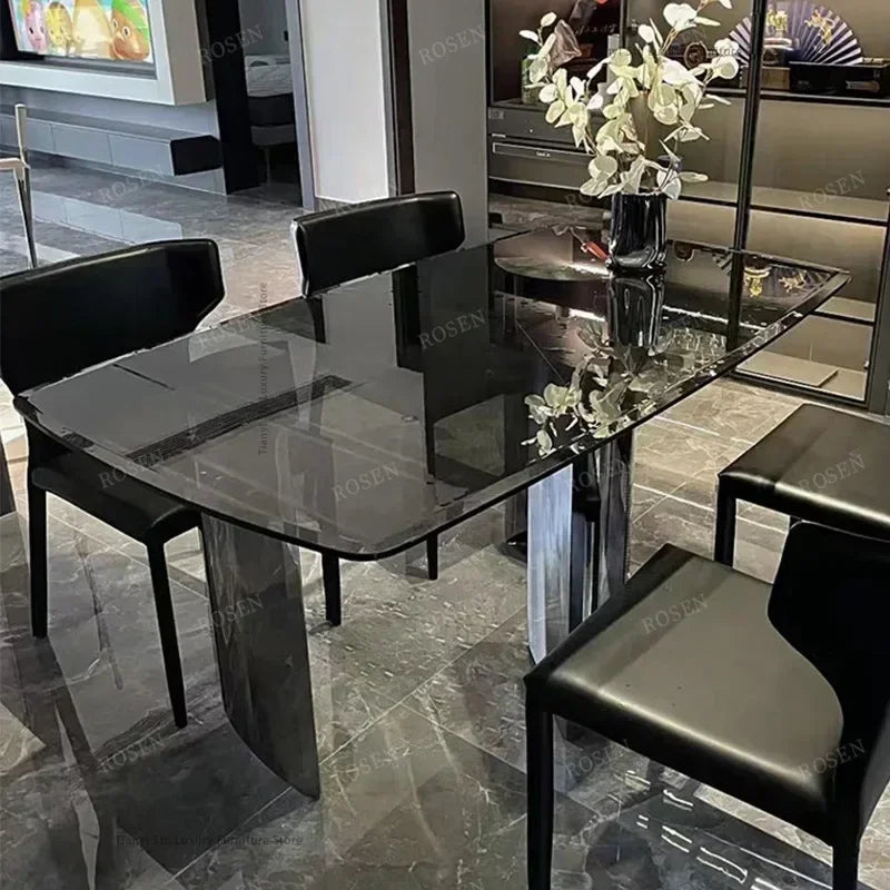 Italian Minimalist Dining Table Modern Simple Transparent Glass Dining Table