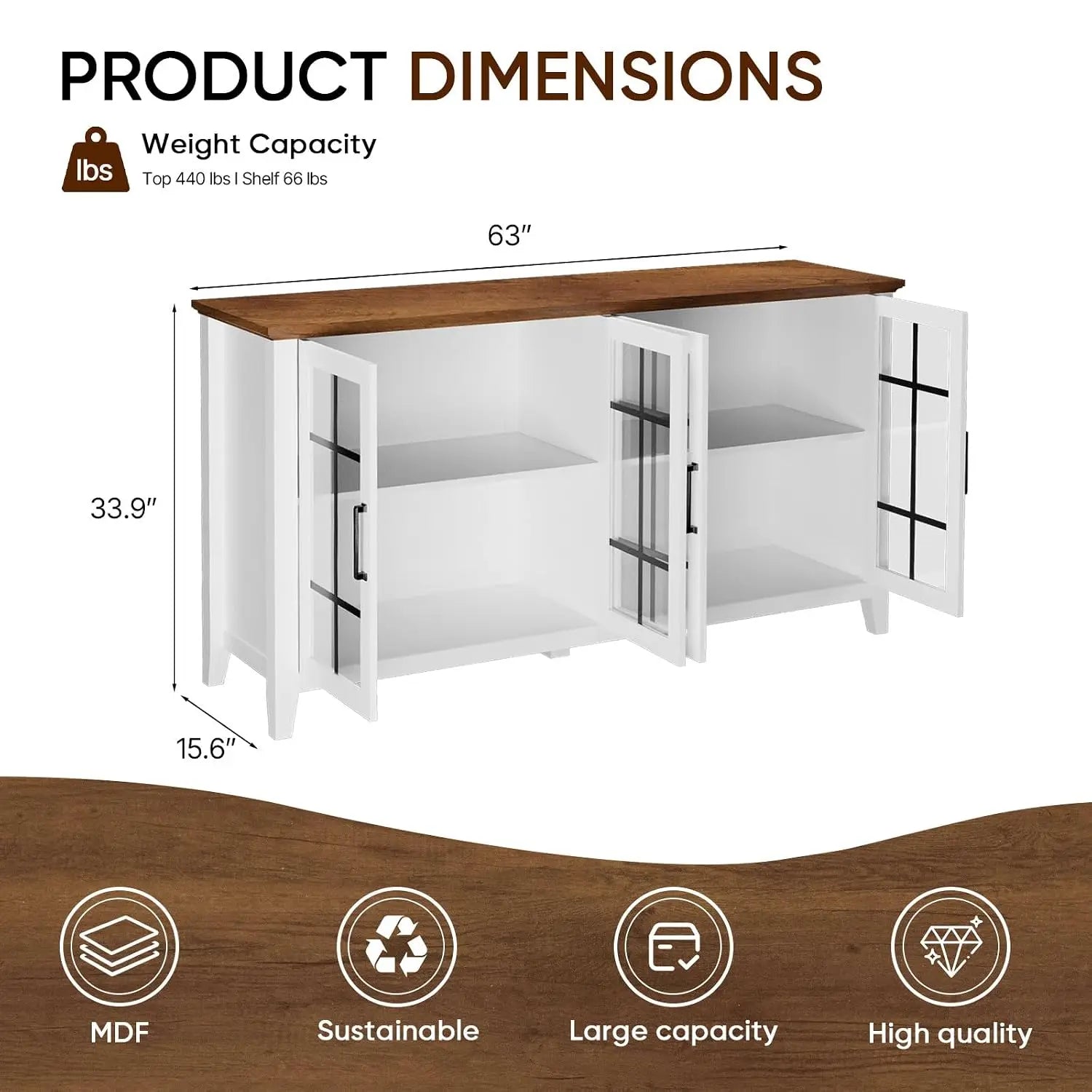 Glass Door Buffet Cabinet
