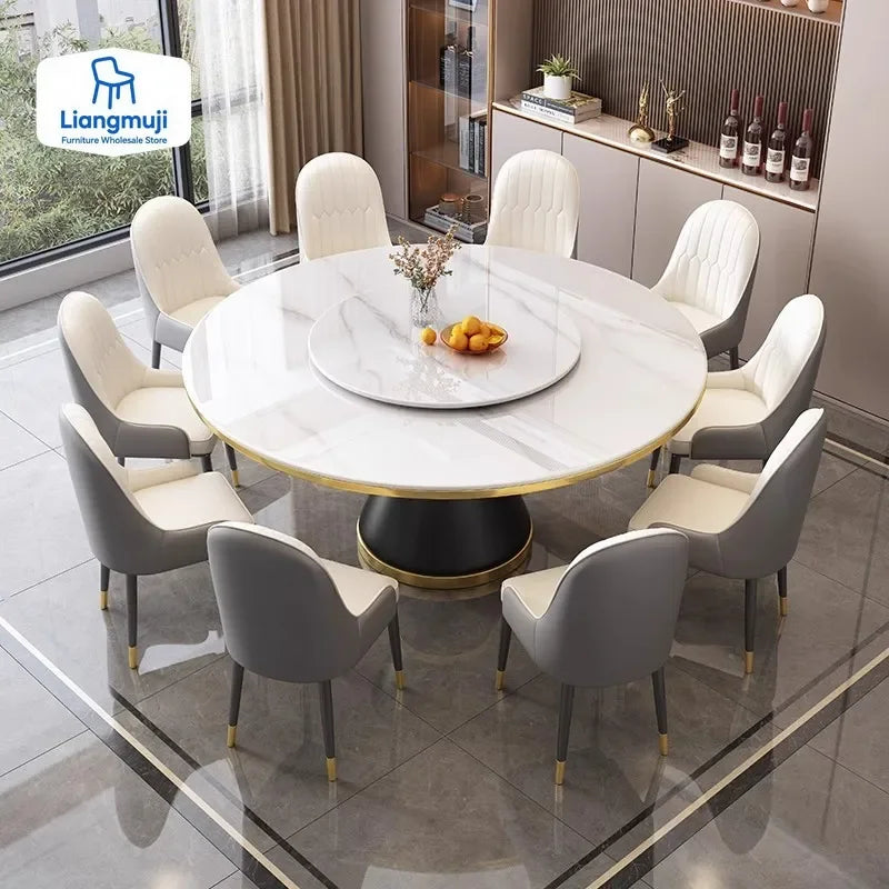 Round Sliding Table Luxury Table Stainless Steel Kitchen Islands Transparent Mesa Comedor Garden Furniture Sliding Dining Wash