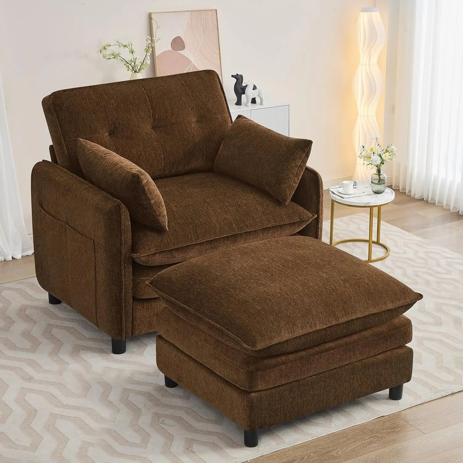 Oversized Accent Chair with Ottoman,