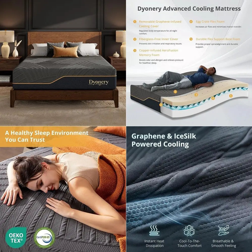 Queen Size 12 Inch Cooling Copper Gel Memory Foam Mattress