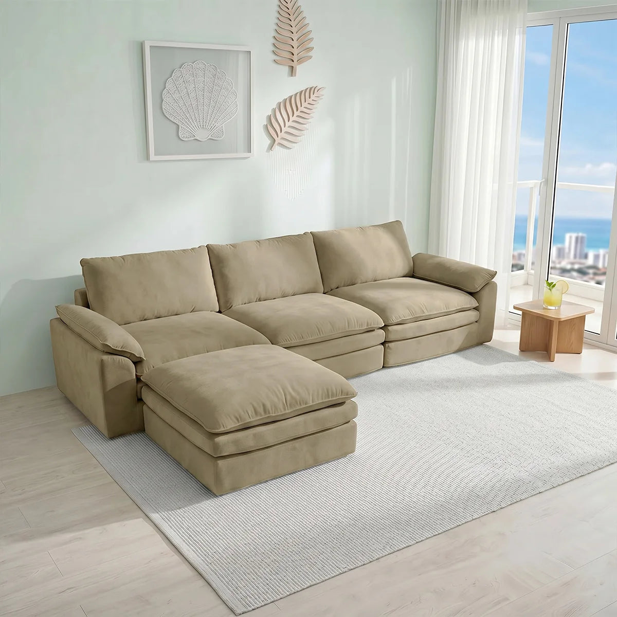 Summer Fresh Cream Style Modular Block Sofa