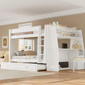 Full Size Gaming Bunk Bed with Desk, LED Lights & Trundle