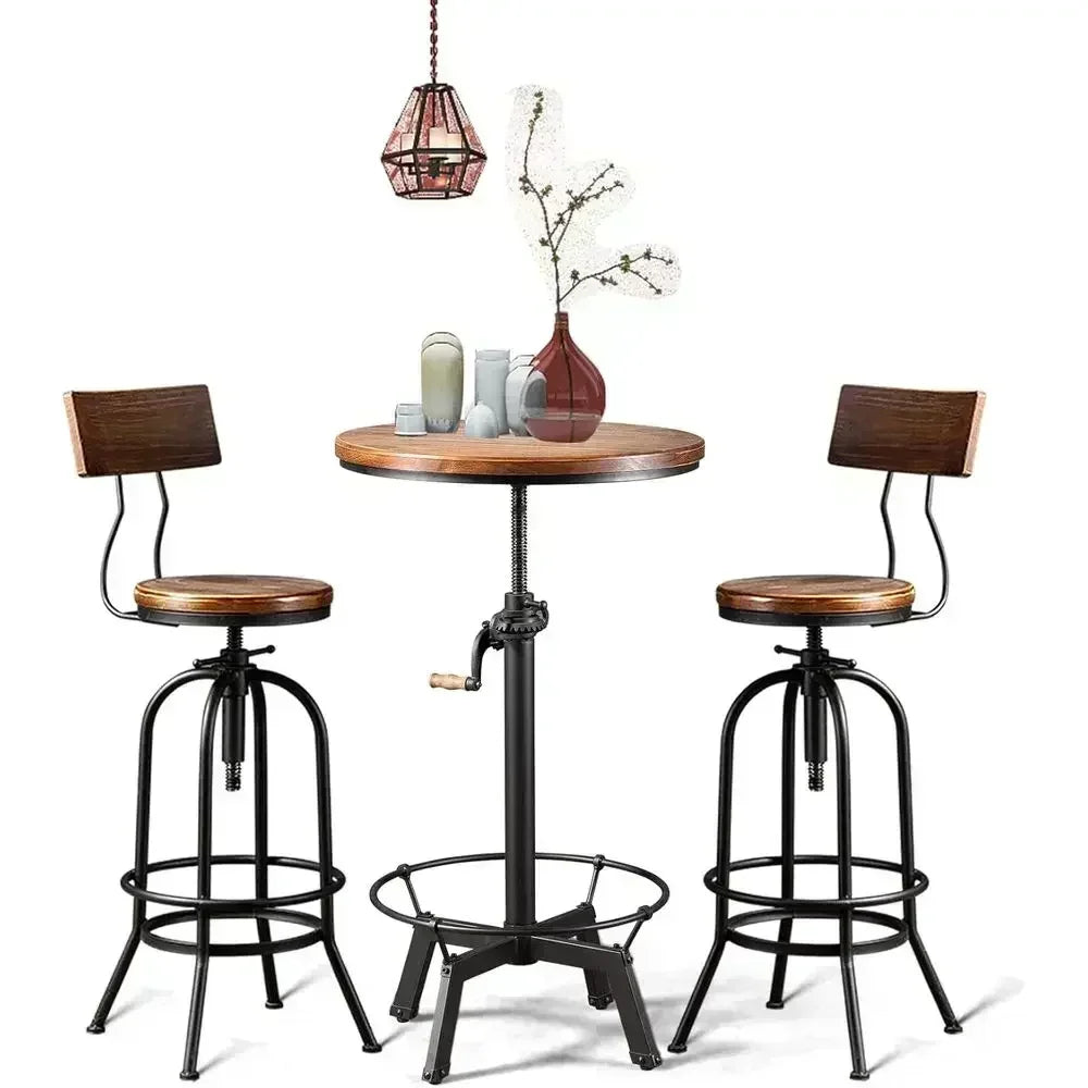 Swivel Bar Table Set with 2 Stools