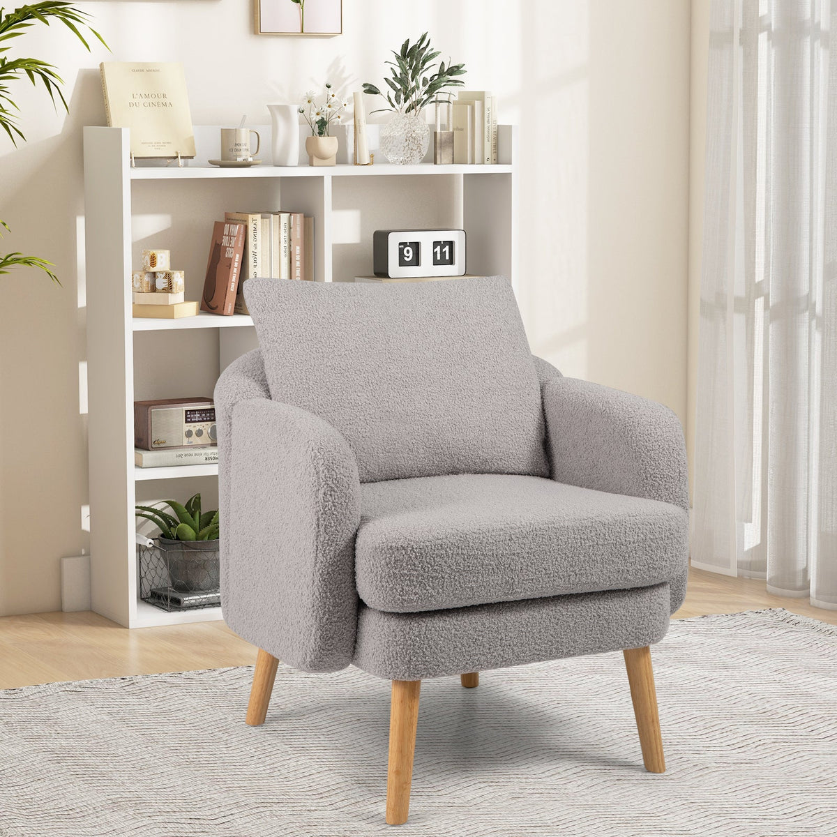 Sherpa Accent Chair Modern Chair with Seat Cushion