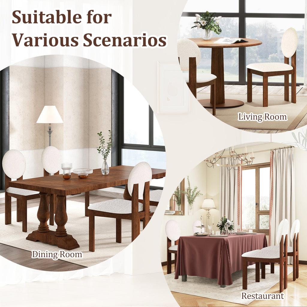 Sherpa Dining Chairs Set of 2 with Rubber Wood Legs