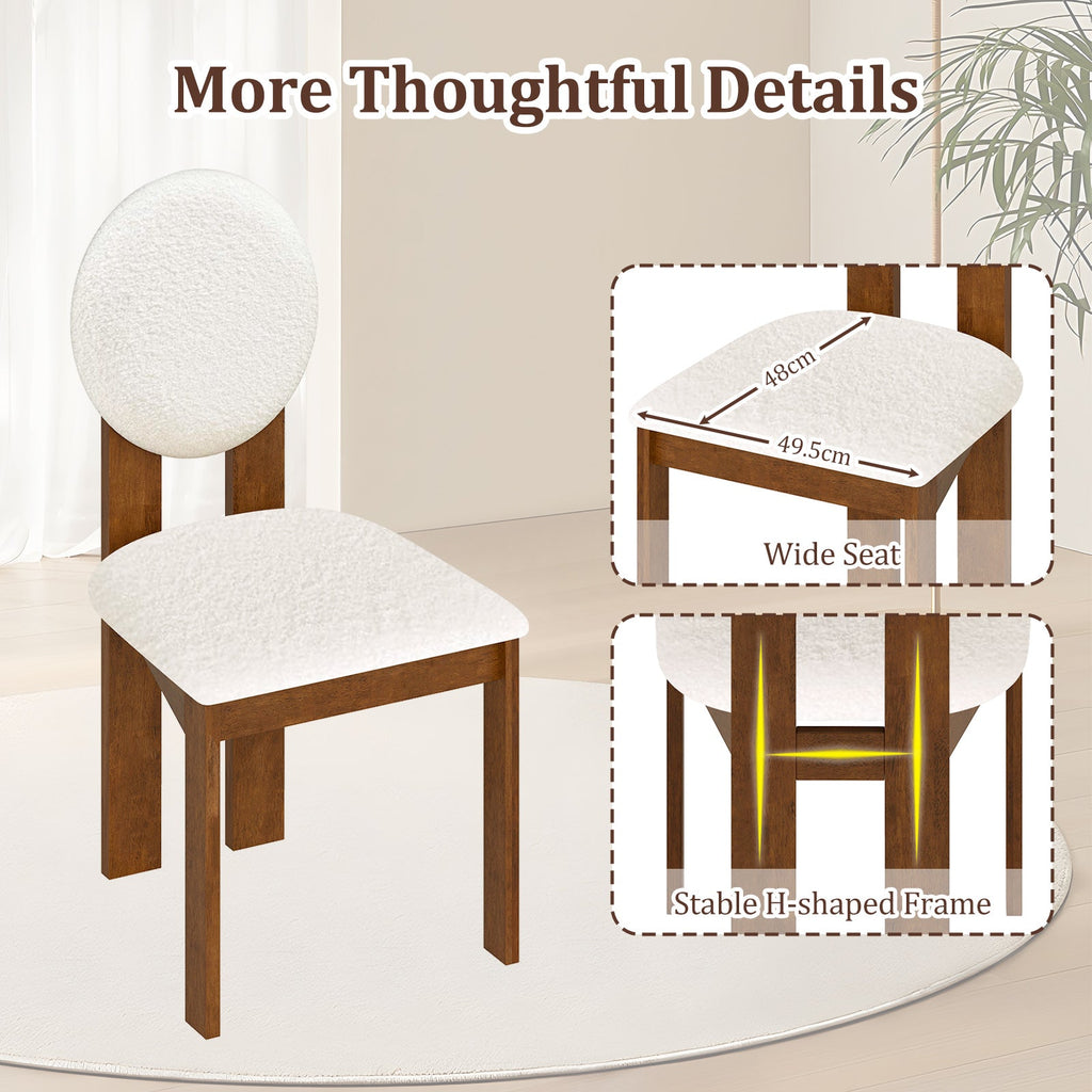 Sherpa Dining Chairs Set of 2 with Rubber Wood Legs