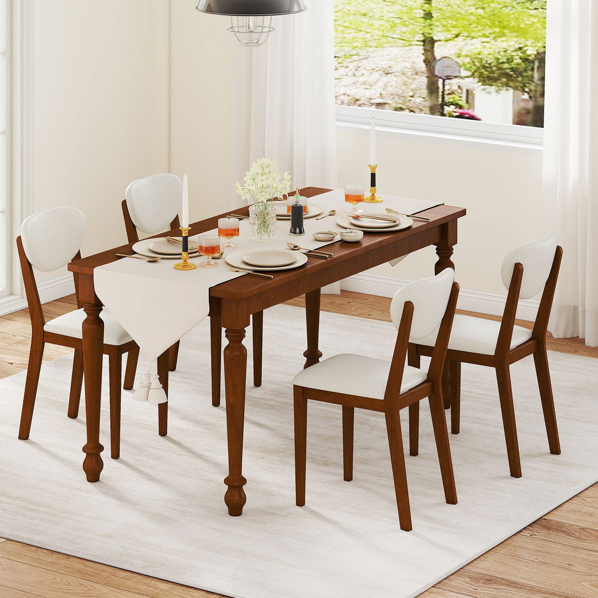 Sherpa Dining Chairs Set of 4 with Rubber Wood Legs