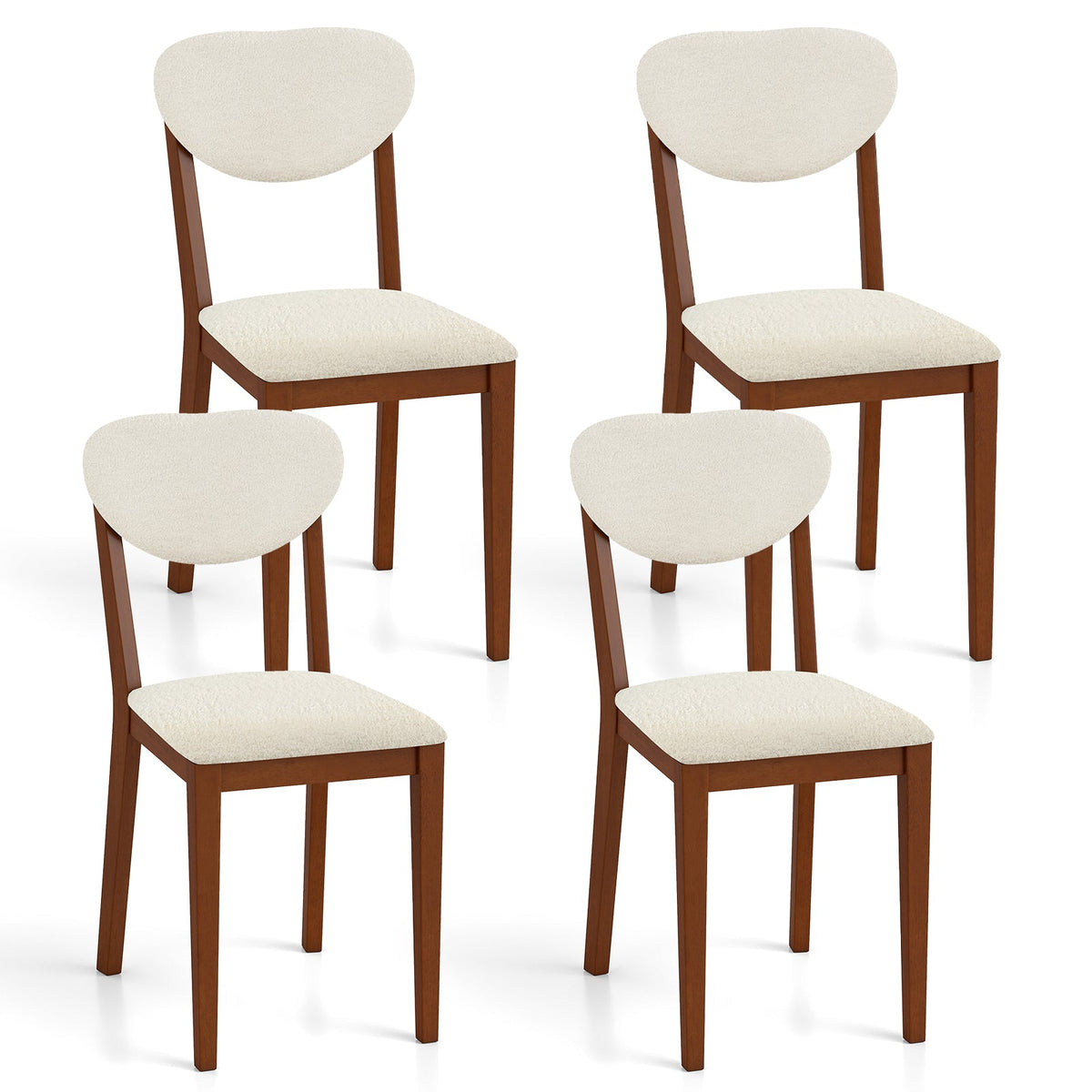 Sherpa Dining Chairs Set of 4 with Rubber Wood Legs
