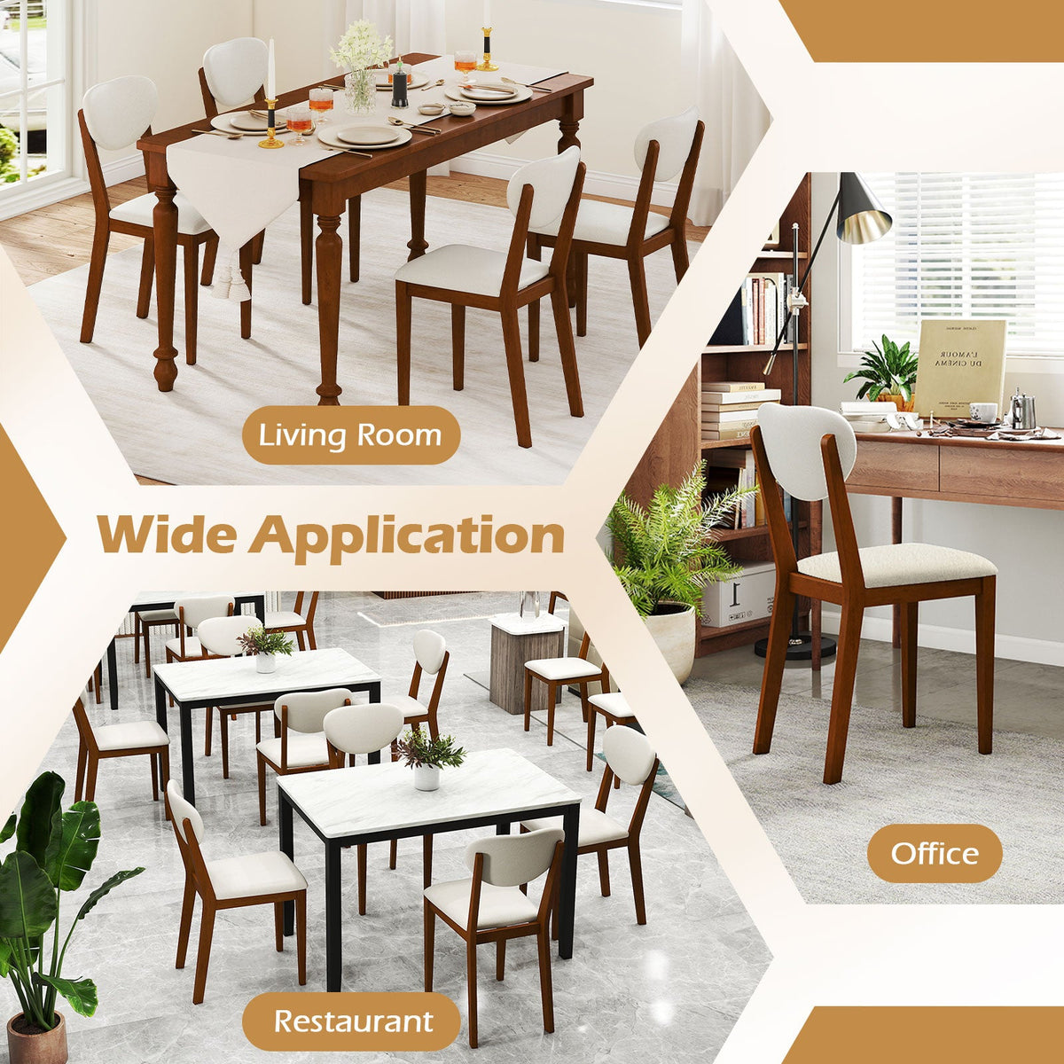 Sherpa Dining Chairs Set of 4 with Rubber Wood Legs