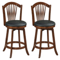Swivel Bar Stools with Backrests and Wood Frame for Kitchen Island