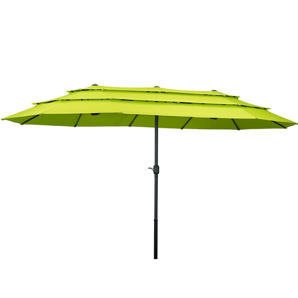 15ft Large Patio Umbrella, 3-Tiers Outdoor Double-Sided Rectangle